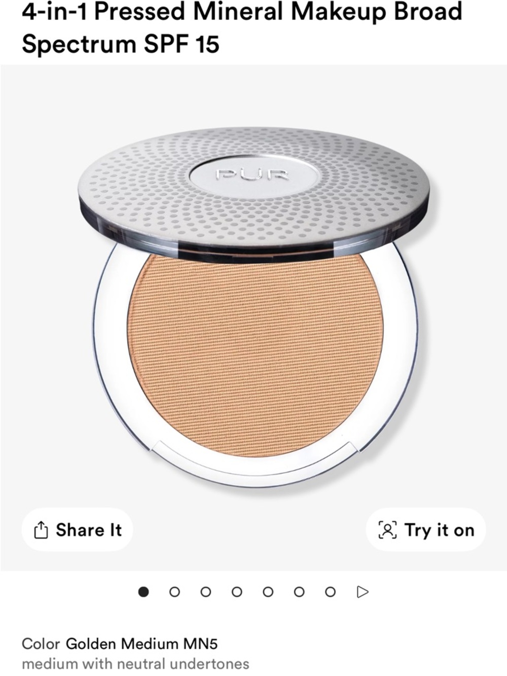 PUR Cosmetics|4-in-1 Pressed Mineral Makeup SPF15|Golden Medium MN5|NIB - Picture 6 of 8